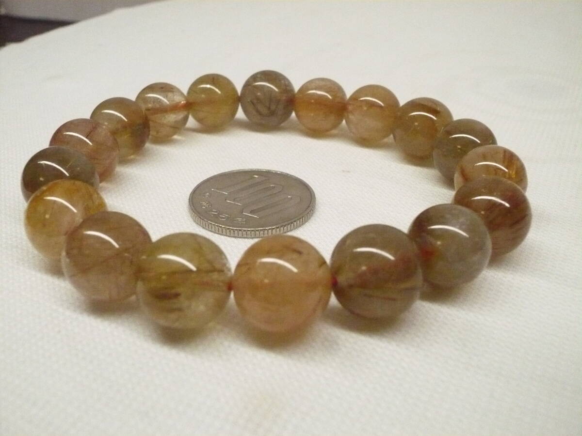 Ｏ　金線入り　ルチルクォーツ　ブレスレット 大特価　ゴールドルチル入り　水晶ブレスレット　新古品_画像3
