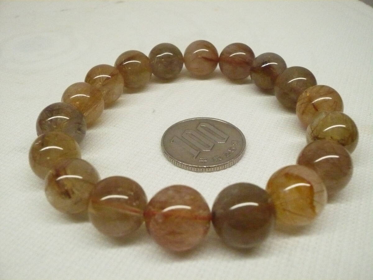 Ｏ　金線入り　ルチルクォーツ　ブレスレット 大特価　ゴールドルチル入り　水晶ブレスレット　新古品_画像4