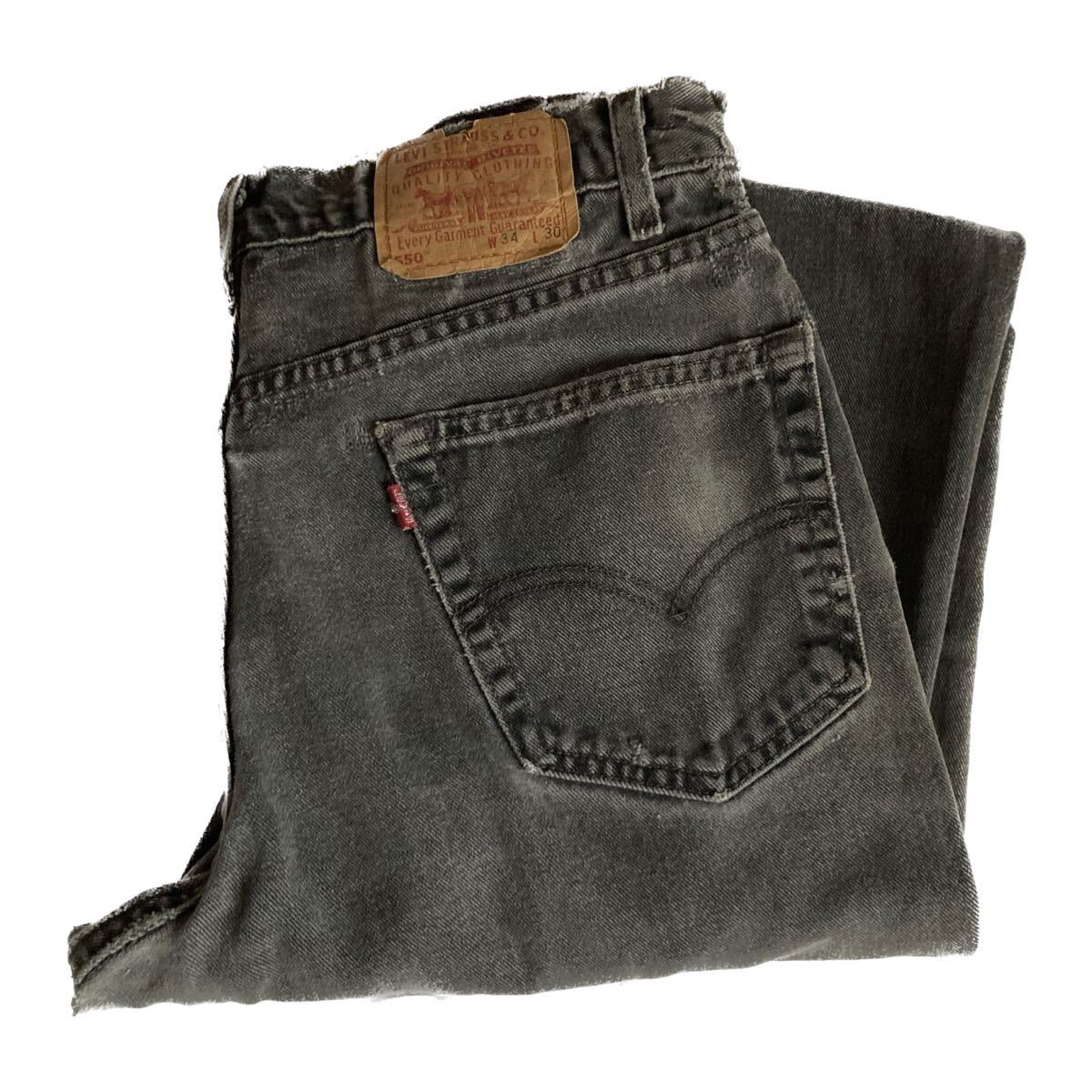 超希少】Levi's アメリカ製 先染めブラックデニム 黒550 W34L30 超希少】Levi's アメリカ製 先染めブラックデニム 黒550 W34L30