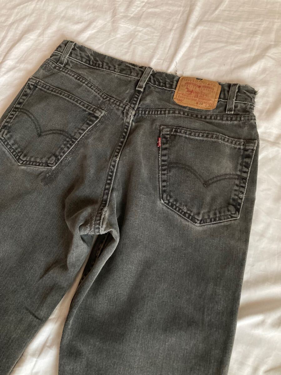 超希少】Levi's アメリカ製 先染めブラックデニム 黒550 W34L30 超希少】Levi's アメリカ製 先染めブラックデニム 黒550 W34L30