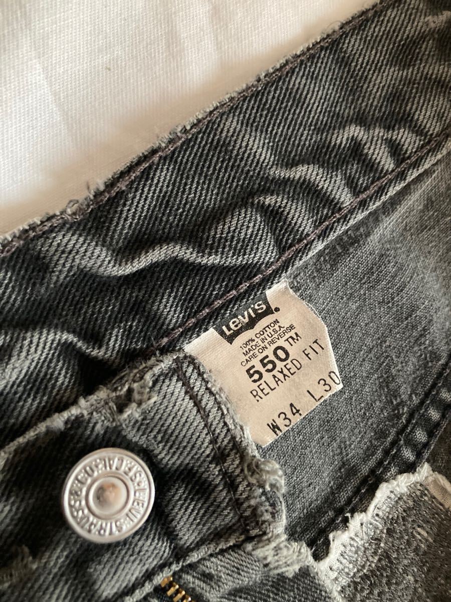 超希少】Levi's アメリカ製 先染めブラックデニム 黒550 W34L30 超希少】Levi's アメリカ製 先染めブラックデニム 黒550 W34L30
