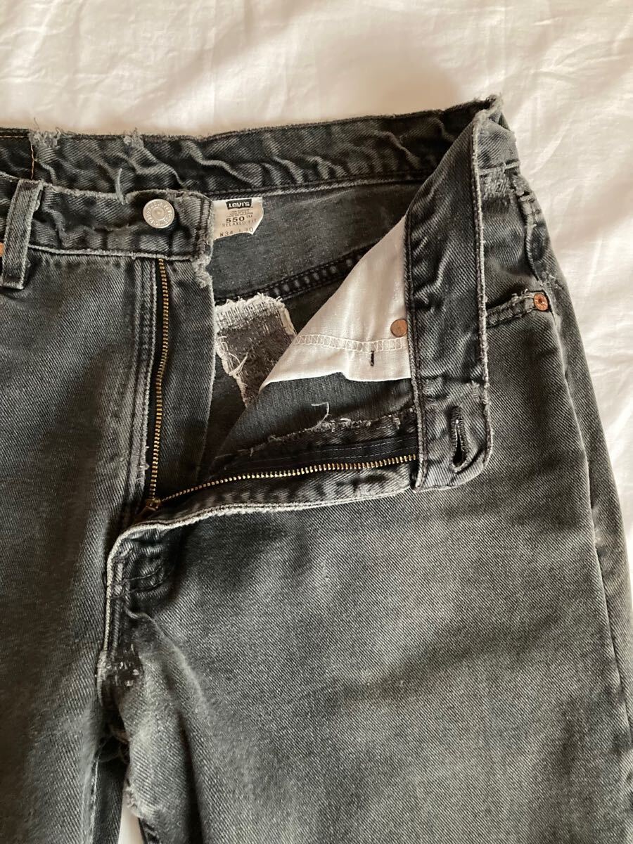 超希少】Levi's アメリカ製 先染めブラックデニム 黒550 W34L30 超希少】Levi's アメリカ製 先染めブラックデニム 黒550 W34L30