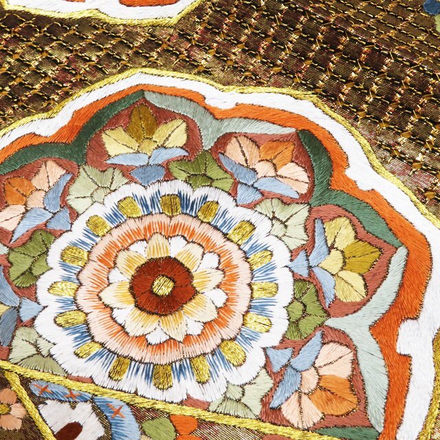 ☆きもの北條☆ 汕頭刺繍 スワトウ 蘇州刺繍 中国刺繍 花模様 箔 ☆きもの北條☆ 汕頭刺繍 スワトウ 蘇州刺繍 中国刺繍 花模様 箔