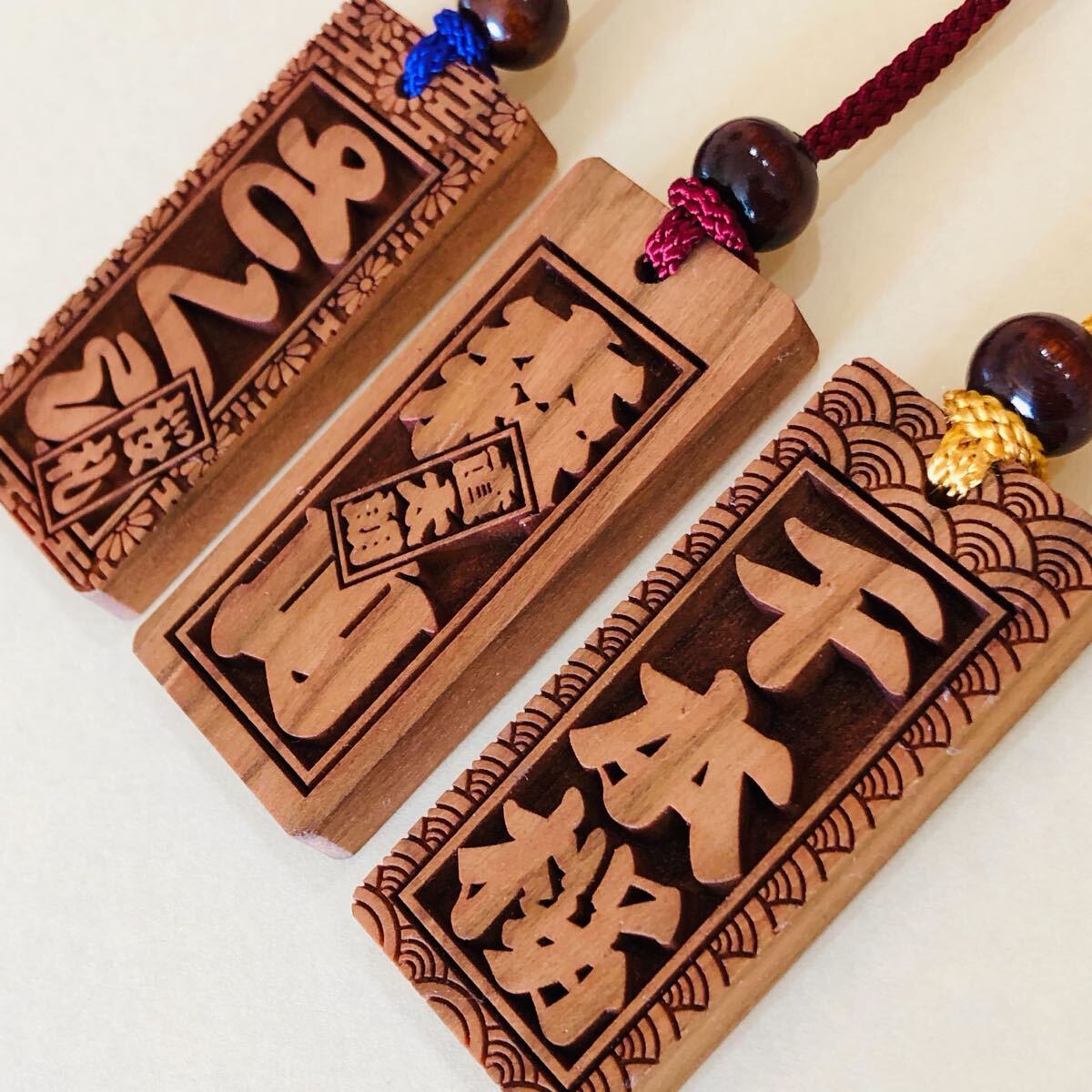 ★ さくら札 喧嘩札(大)サイズ ★ 深彫り 木札 ★ ～ 6.5×3cm 厚み8mm ～お祭り用品