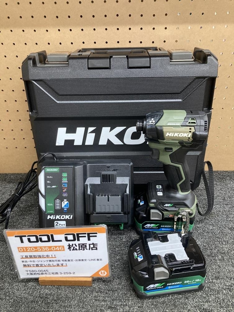 013♪未使用品♪HiKOKI ハイコーキ コードレスインパクトドライバ 蓄電池×2 充電器 WH36DD(2XHGSZ) フォレストグリーン
