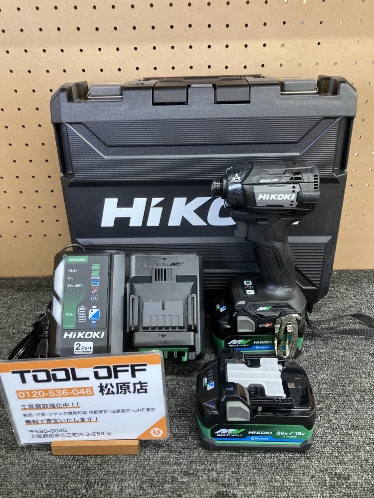 013♪未使用品♪HiKOKI ハイコーキ コードレスインパクトドライバ 蓄電池×2 充電器 WH36DD(2XHBSZ) ストロングブラック