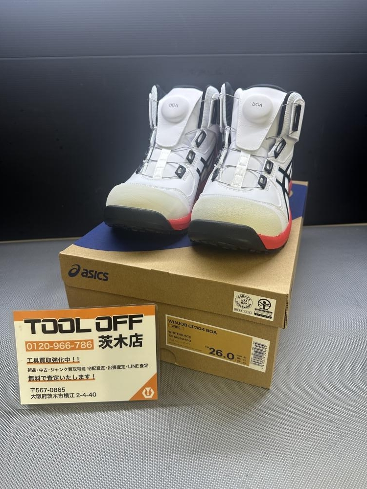 015●未使用品・即決価格●asics 安全靴　26㎝　CP304 1271A030-100 ホワイト*ブラック