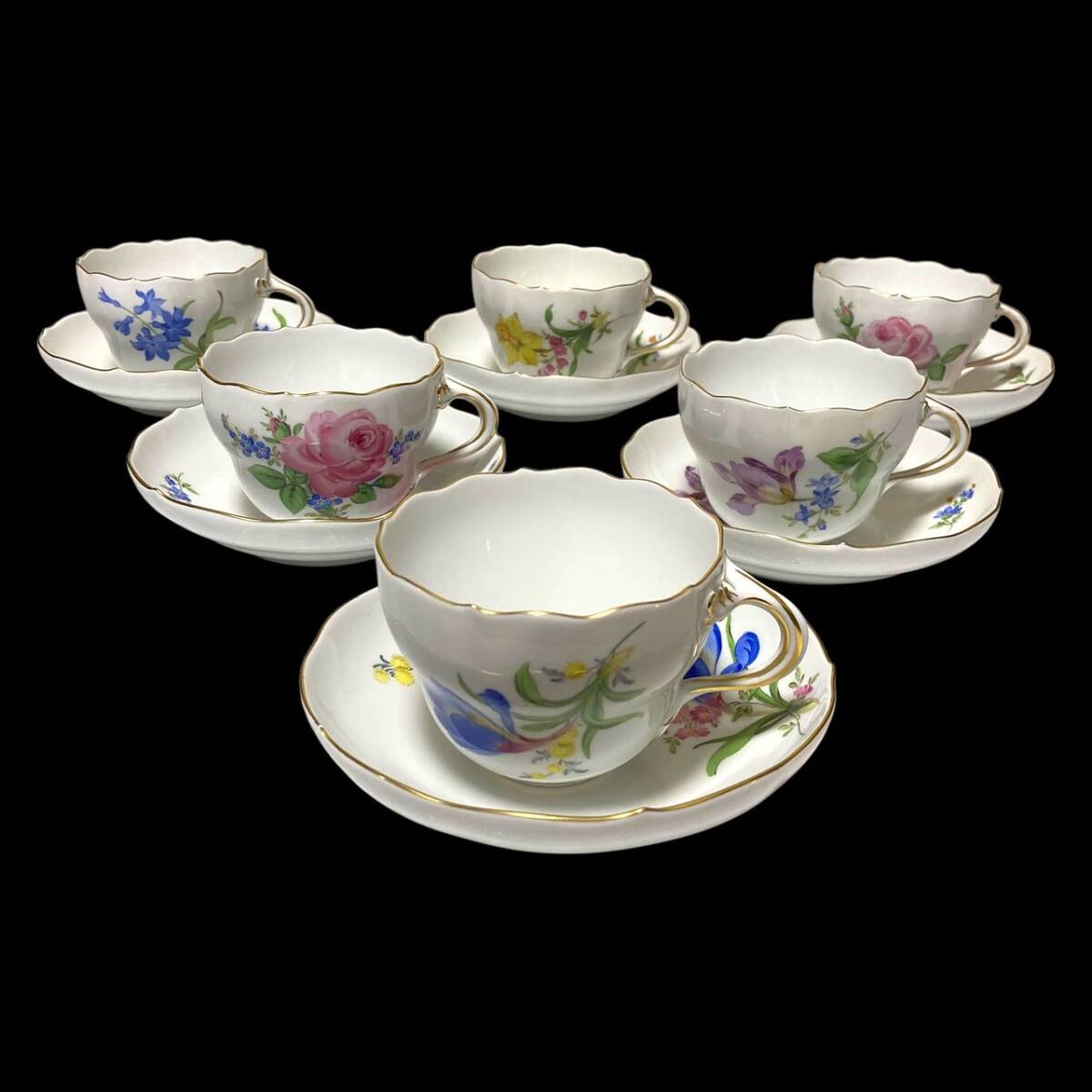 Meissen マイセン ベーシックフラワー カップ&ソーサー 6点 Meissen マイセン ベーシックフラワー カップ&ソーサー 6点