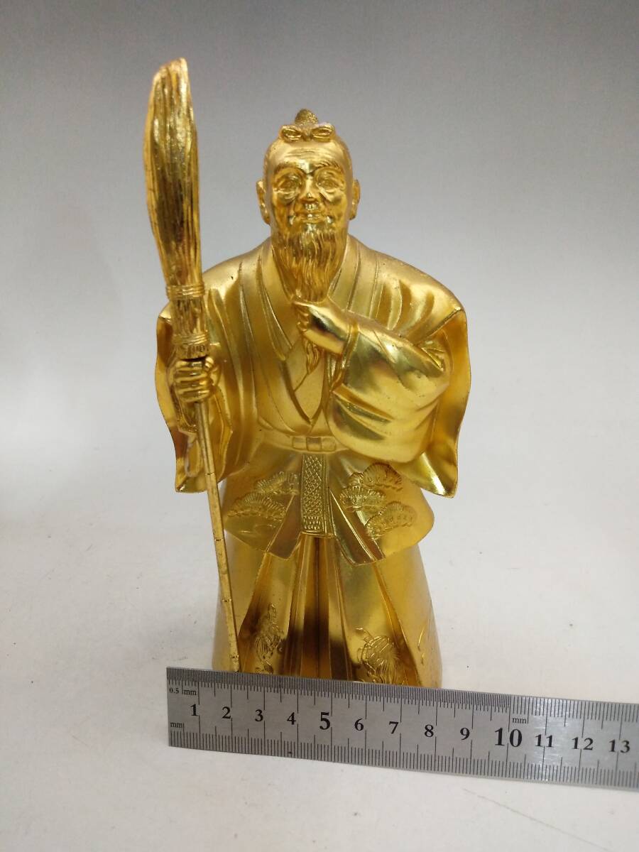0127-0008 中古☆高砂人形 男 置物 工芸品 縁起物 金 ゴールド 0127-0008 中古☆高砂人形 男 置物 工芸品 縁起物 金 ゴールド