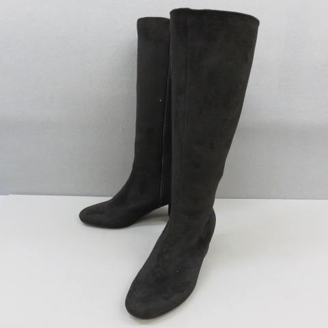 U151★ingt-trois arrondissement 23区 スエードロングブーツ　24.5cm　黒　3/26★A