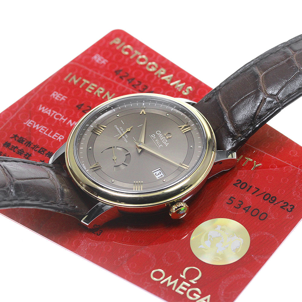  Omega OMEGA 424.23.40.21.13.001 De Ville prestige коаксильный резерв мощности самозаводящиеся часы мужской хорошая вещь с гарантией ._862001