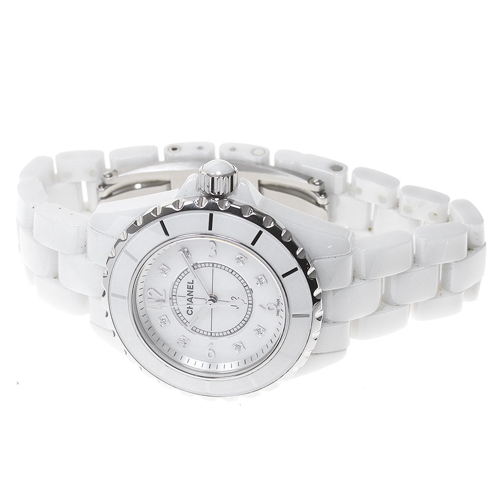 シャネル CHANEL H2422 J12 33ｍｍ 白セラミック 8Pダイヤ クォーツ レディース _864624