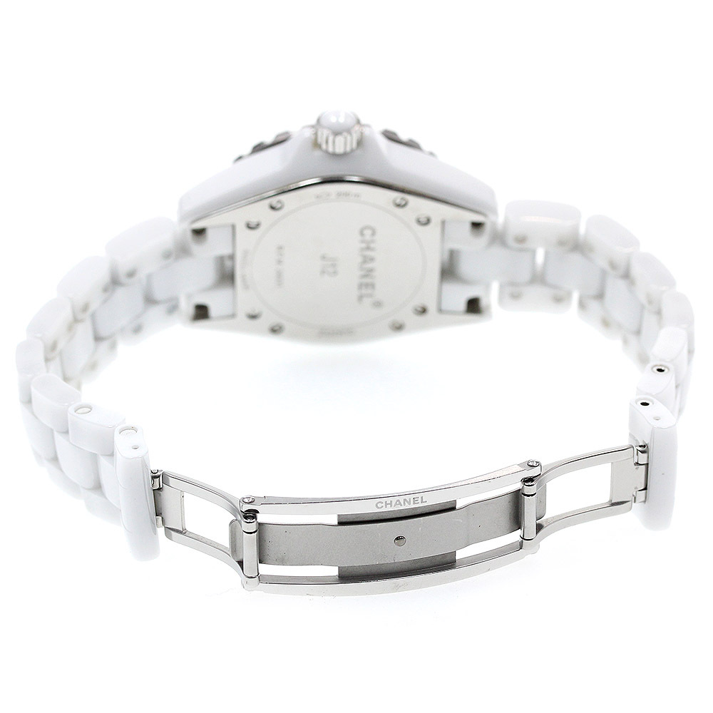 シャネル CHANEL H1628 J12 白セラミック 12Pダイヤ クォーツ レディース _867819