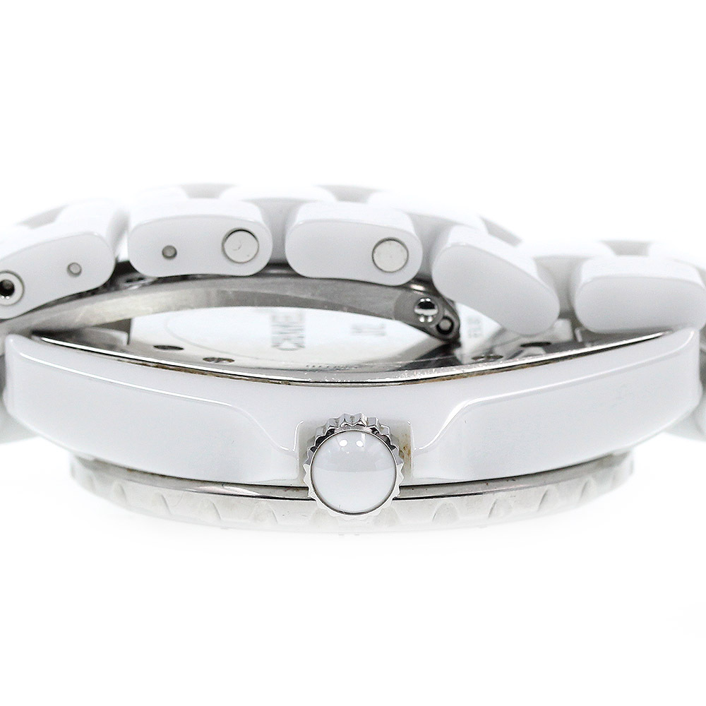 シャネル CHANEL H1628 J12 白セラミック 12Pダイヤ クォーツ レディース _867819