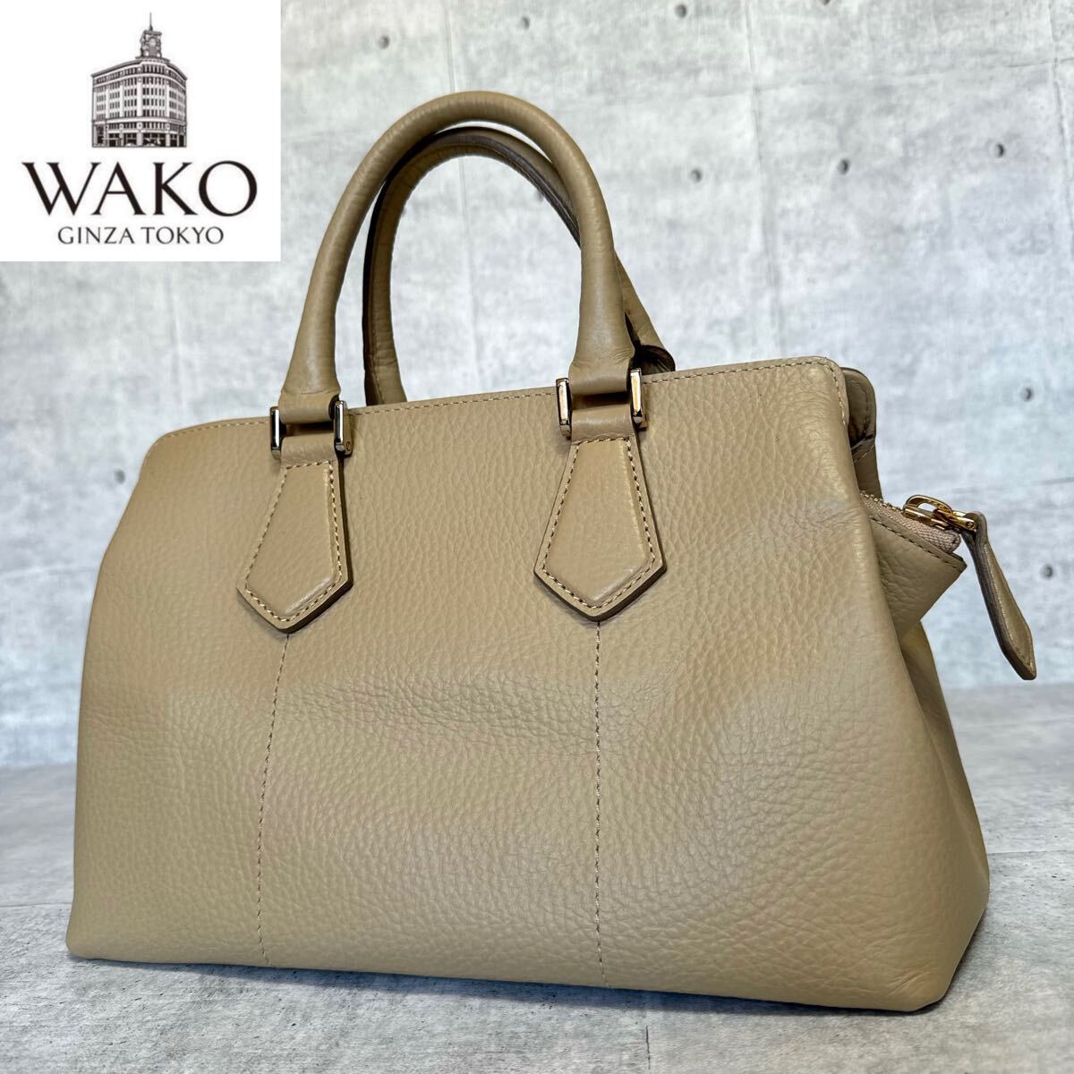 美品 WAKO ワコウ 銀座 和光 シボ革 パープル レザー ゴールド 美品 WAKO ワコウ 銀座 和光 シボ革 パープル レザー ゴールド