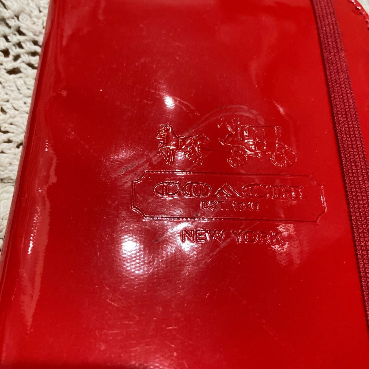 未使用 即決 送料無料♪COACH コーチ 手帳カバー マルチケース パスポート入れなどにも♪ エナメル メモ帳付き_画像2