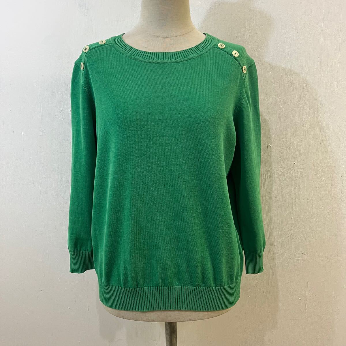 MACKINTOSH PHILOSOPHY 三陽商会 ニットセーター コットンニット 緑 美品 マッキントッシュフィロソフィー【レターパックプラス郵送可】P
