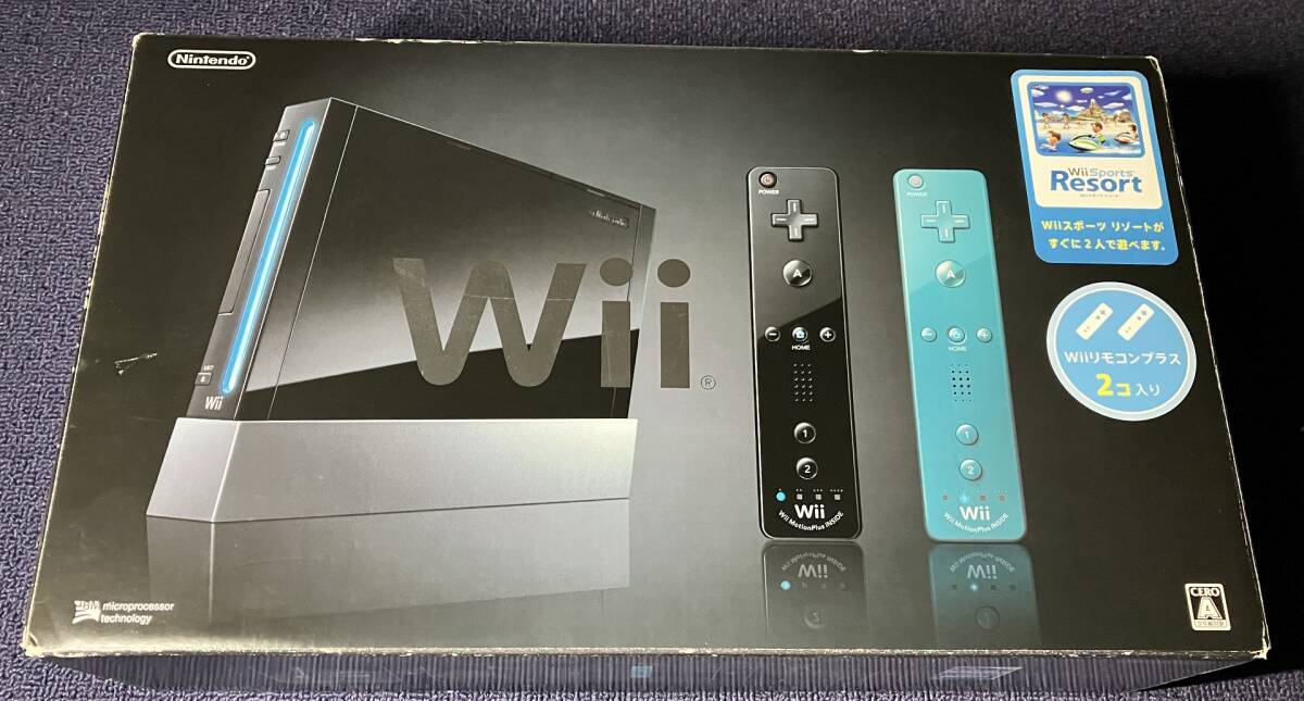 【Wii】任天堂 Wii本体 Wiiリモコンプラス2個、Wiiスポーツリゾート同梱＋別売りWii専用D端子AVケーブル