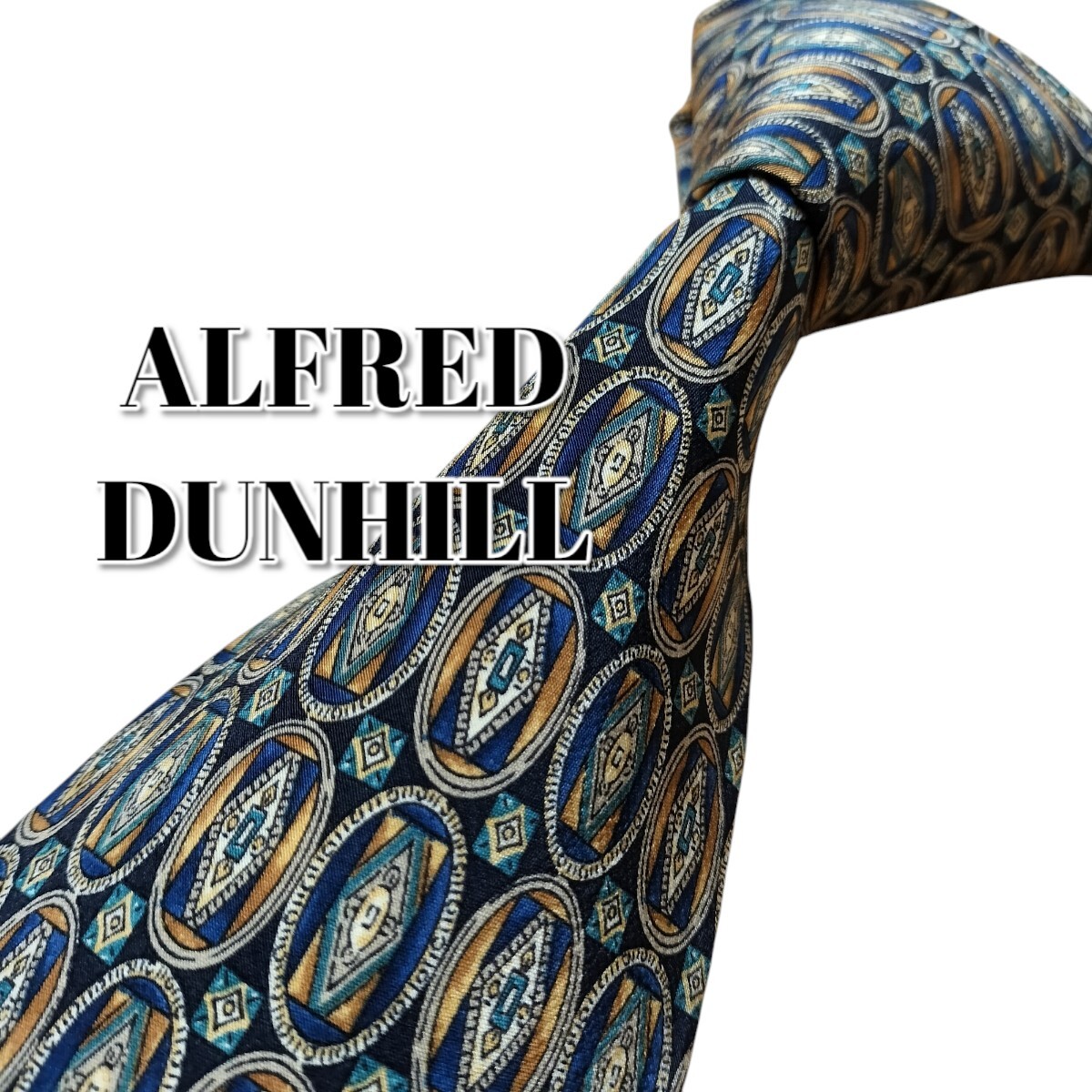 ★ALFRED DUNHILL★　ネイビー系　総柄　イタリア製