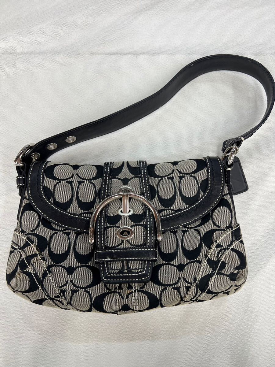コーチ　coach ハンドバッグ　キャンバス　ワンショルダー シグネチャー　ソーホー　黒 ブラック系