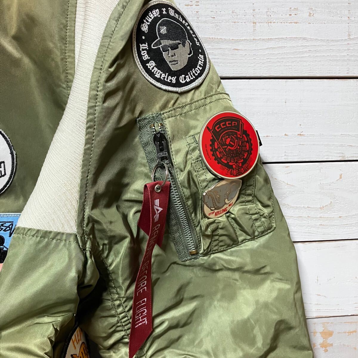 SIZE M STUSSY UK FRAGMENT DESIGN ALPHA MA-1 GREEN SIZE M STUSSY UK FRAGMENT DESIGN ALPHA MA-1 GREEN