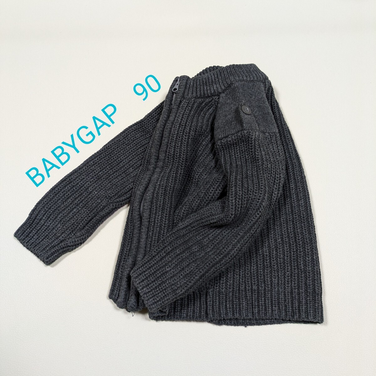 BABYGAP ベビーギャップ ジップニット グレー 90サイズ ベビー服 ニット セーター 長(zhǎng)袖 カーディガン