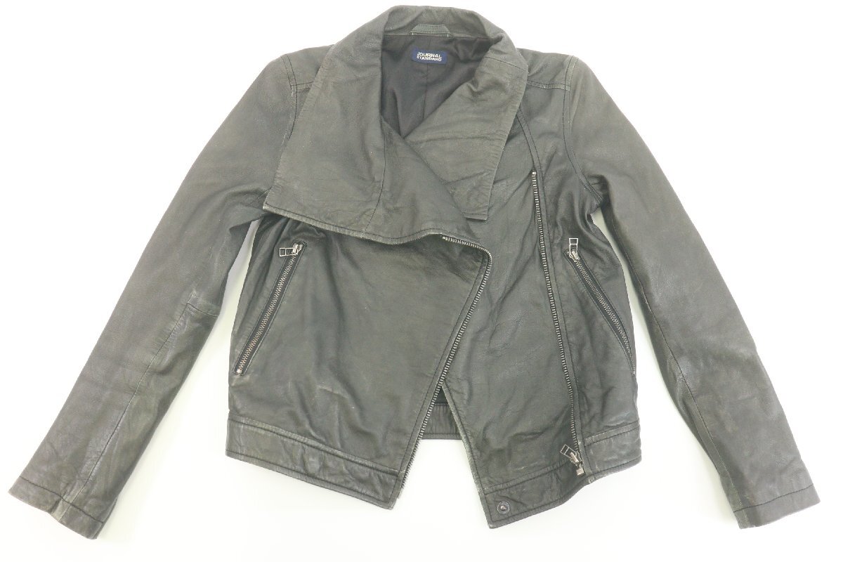JOURNAL STANDARD ジャーナル スタンダード SHEEP SKIN 羊革 レザー ジャケット サイズ S グレー 系 レディース 服 ファッション 3311-KS②