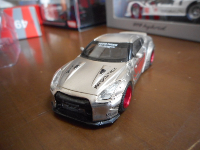 ★★1/64 Minigt LB 日産 GT-R R35 サテンシルバー リバティウォーク LBWK Liberty walk GT-R Satin Silver Type1 リヤウィングVer.2
