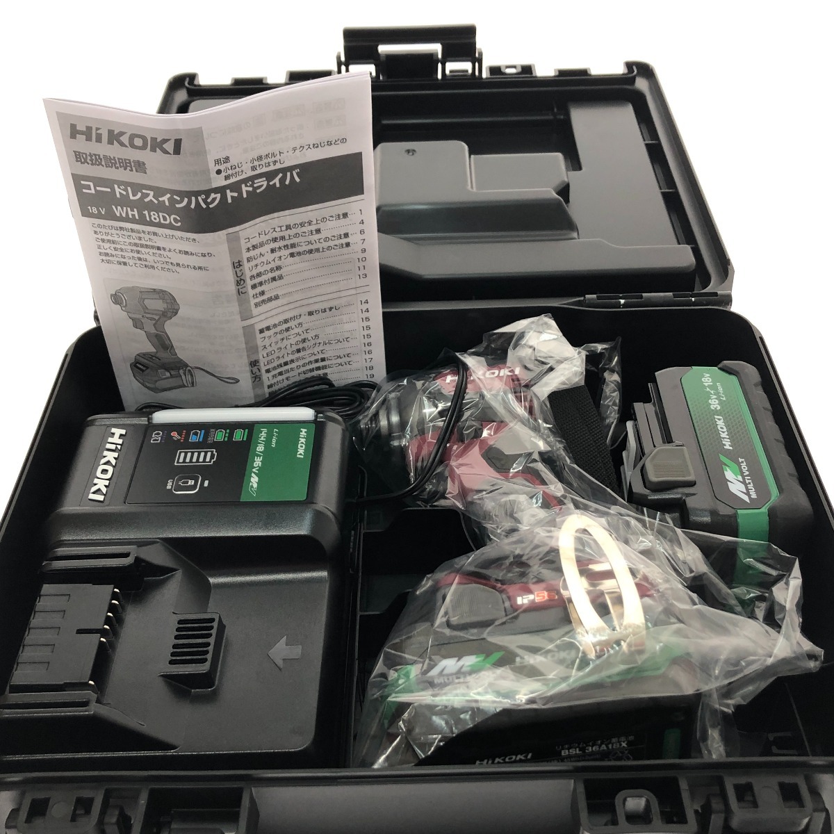 □□ HiKOKI ハイコーキ コードレスインパクトドライバ 18V WH18DC(2XPRZ) フレアレッド 未使用に近い