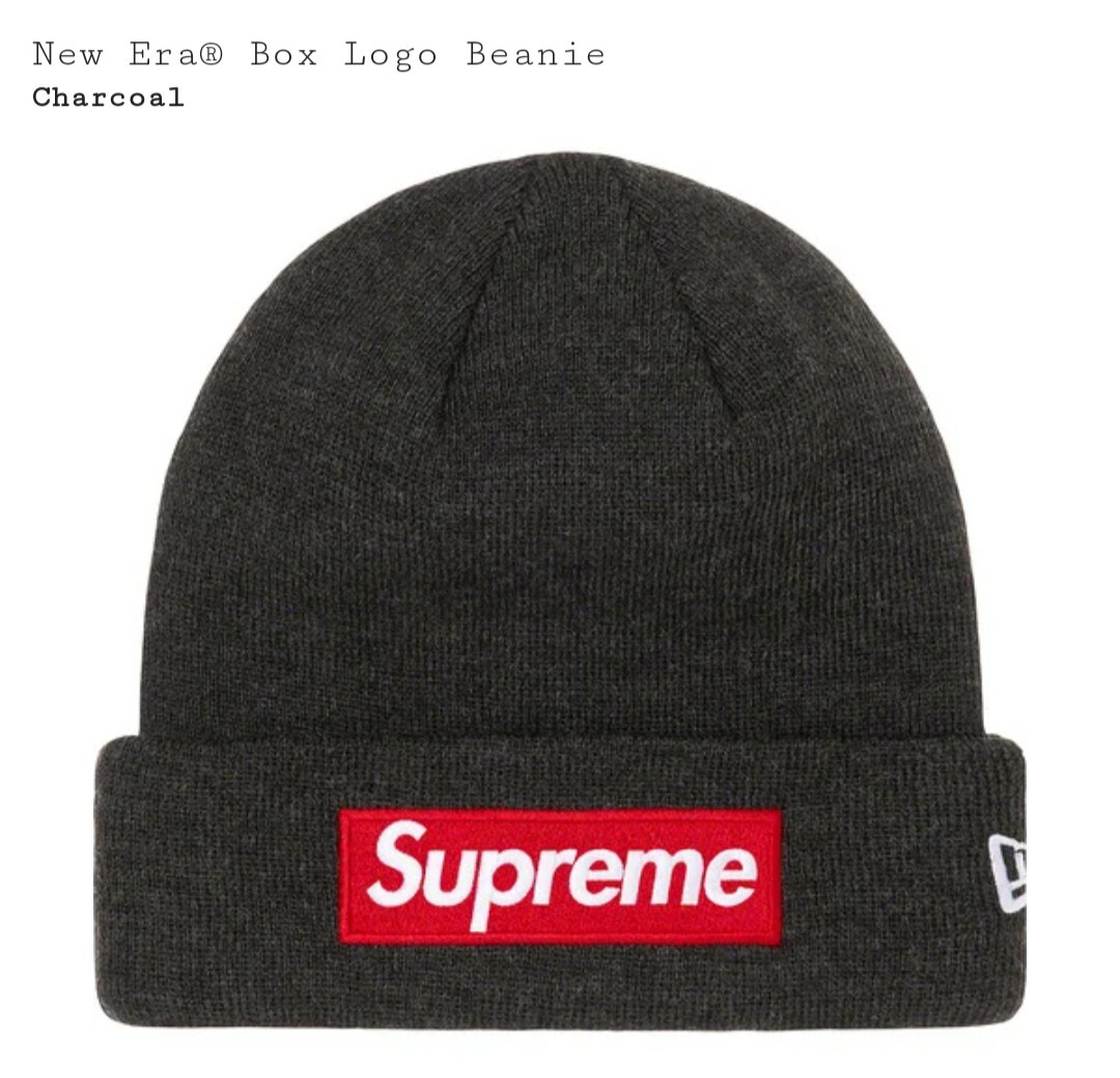 国内正規品 新品未使用 21FW supreme box logo beanie charcoal シュプリーム ボックス ロゴ ビーニー チャコール