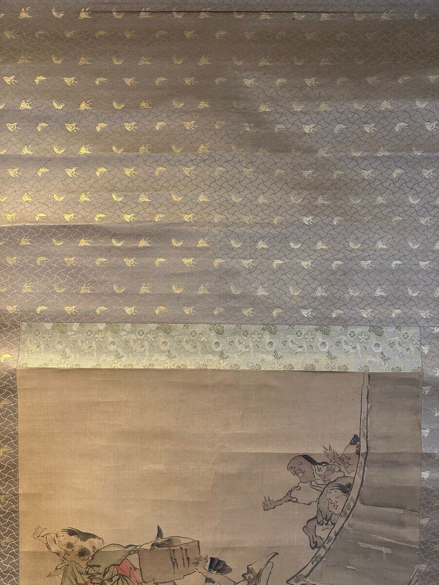 真作】河鍋暁斎「墨合戦図」 古い掛け軸(掛軸) 肉筆 絹本 日本画 真作】河鍋暁斎「墨合戦図」 古い掛け軸(掛軸) 肉筆 絹本 日本画