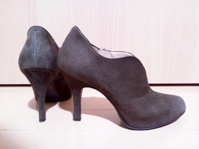 GINZA Kanematsu 銀座かねまつ AQUA BELL スエードレザーブーティ ショートブーツ インサイドジップ ハイヒール 茶色 ブラウン 日本製 22cm_画像4