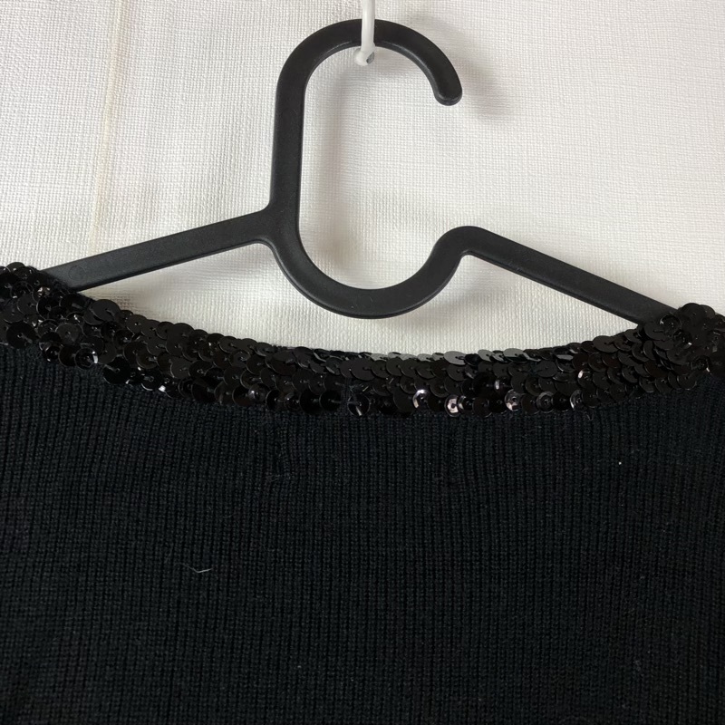 ソニアリキエル SONIA BY SONIA RYKIEL カーディガン ニット スパンコール リボン ポケット 黒 40サイズ 924540