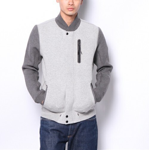 NIKE ナイキ TECH VARSITY JACKET テックバーシティジャケット 614380-063 M グレー スウェット スタジャン テックフリース g20499_画像3