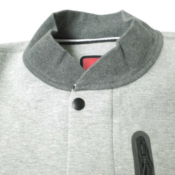 NIKE ナイキ TECH VARSITY JACKET テックバーシティジャケット 614380-063 M グレー スウェット スタジャン テックフリース g20499_画像5