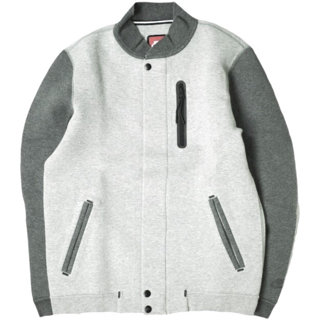NIKE ナイキ TECH VARSITY JACKET テックバーシティジャケット 614380-063 M グレー スウェット スタジャン テックフリース g20499_画像1