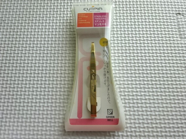 グリーンベル毛抜きステンレスCP-50まゆ毛ぬき　ゴールド廃盤品レア！