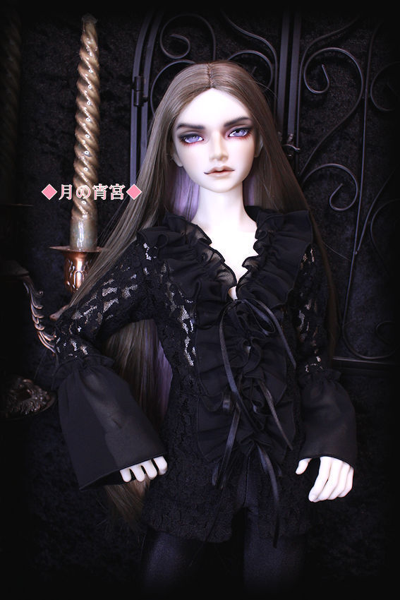 ◆月の宵宮◆SD17B・黒薔薇レースのフリルブラウス