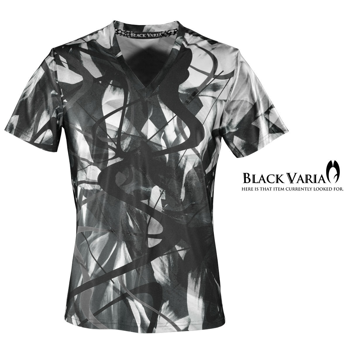 bv11-bk BLACK VARIA современный искривление линия машина b пятно premium V шея короткий рукав футболка мужской ( черный чёрный ) LL сделано в Японии . вода скорость .&2way стрейч 
