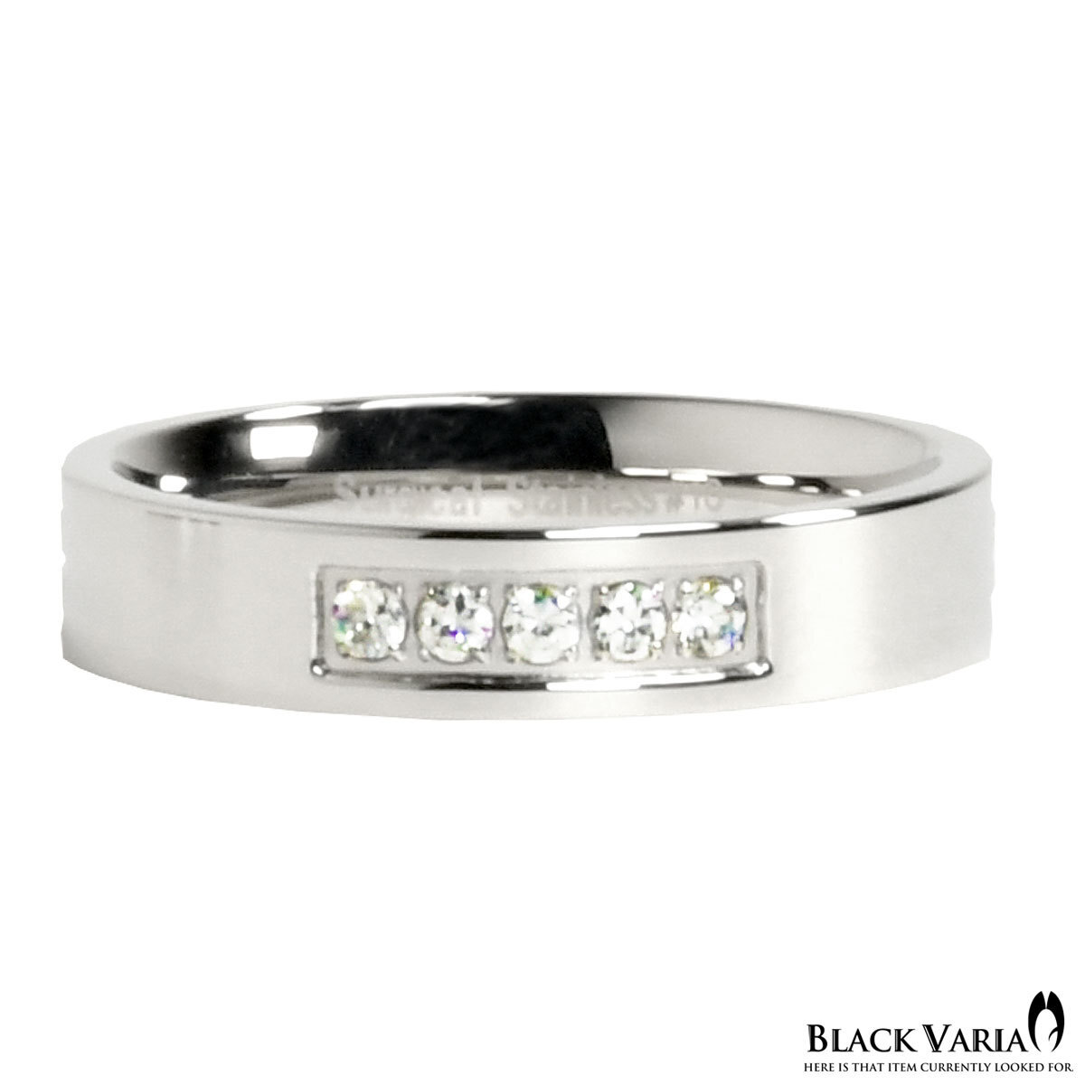 ◆ring02-si BLACK VARIA ストールリング ラインストーン メンズ アクセサリー パーティー(シルバー銀 石5) ステンレス 送料370円～_画像3