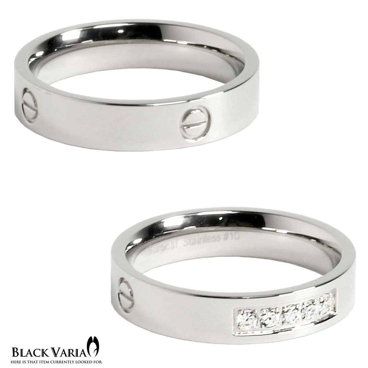 ◆ring02-si BLACK VARIA ストールリング ラインストーン メンズ アクセサリー パーティー(シルバー銀 石5) ステンレス 送料370円～_画像4