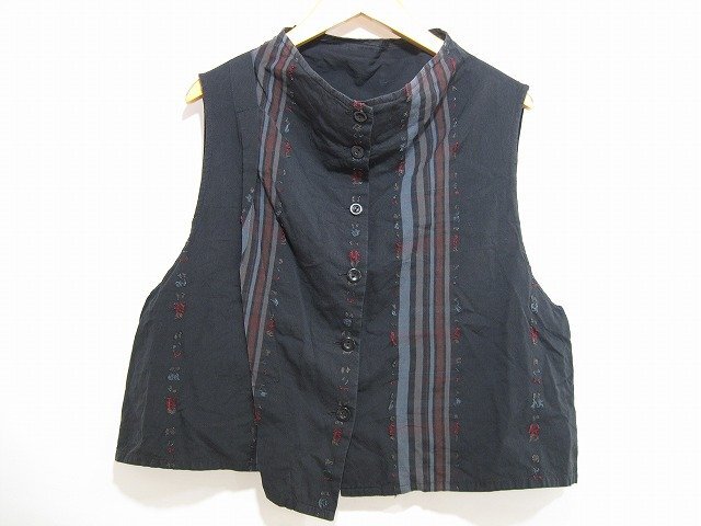 慈雨 / ジウ ベスト ジレ 着物デザイン 和 ノースリーブ レディース サイズ : 40 ネイビー