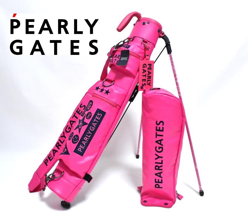 【送料無料】新品 PEARLY GATES ロゴ スマイル ワッペン セルフ スタンド ゴルフバッグ ピンク 053-1984900 パーリーゲイツ キャディバッグ