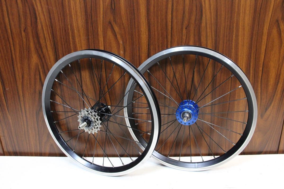 ○BROPMTON ブロンプトン カスタム用 フロント philwoodハブ 3s用フリーボディ 小径16インチ 349size 手組み ホイールセット 美品