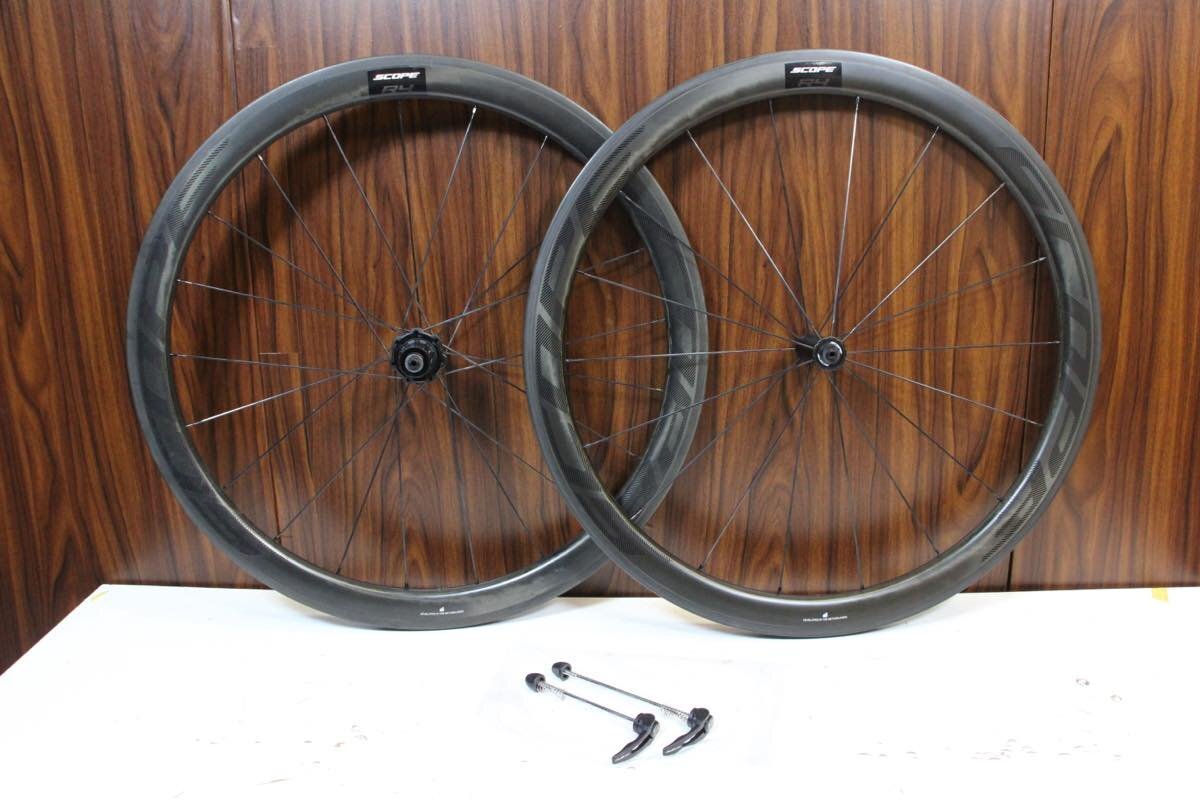 ○SCOPE スコープ R4 RIM シマノフリー 11/12s対応 クリンチャー チューブレス カーボンホイールセット 美品