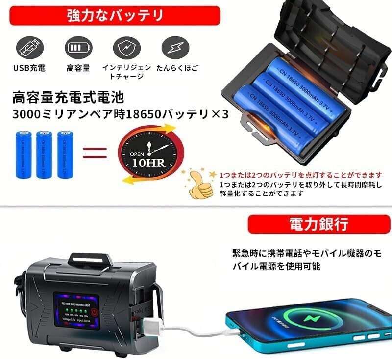LED ヘッドライト 充電式 防水 ヘッドランプ 高輝度XHP70ウィック6000ルーメン 三つ點(diǎn)燈モード ヘルメット ライト ズーム可能 90度調(diào)整