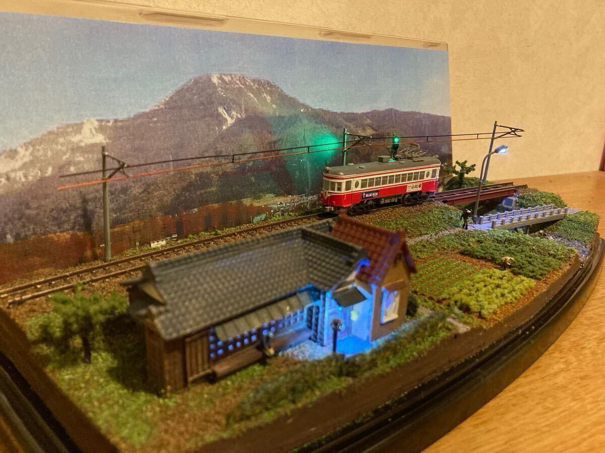Nゲージ ジオラマ展示台「小川がある田舎沿線」列車信号機(赤&緑 Nゲージ ジオラマ展示台「小川がある田舎沿線」列車信号機(赤&緑