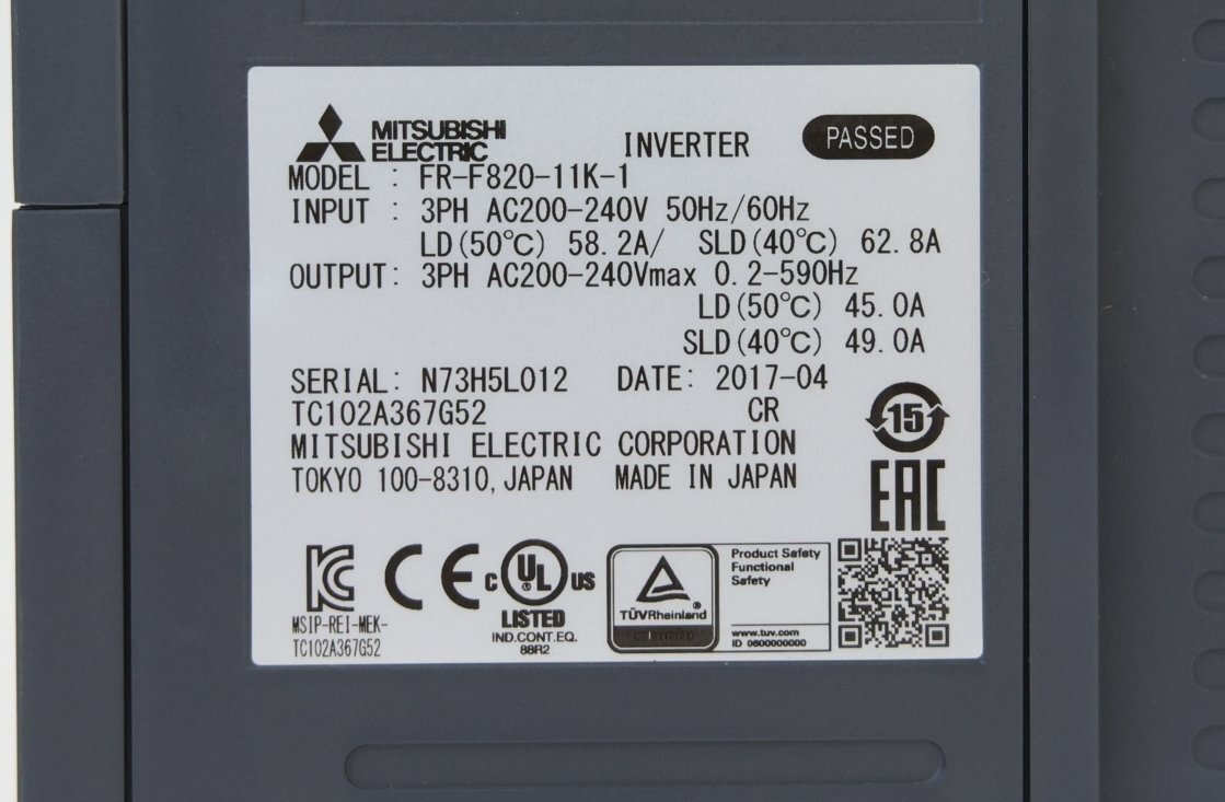 013006k5 не использовался товар Mitsubishi Electric инвертер FR-F820-11K-1 2017 год производства J1E