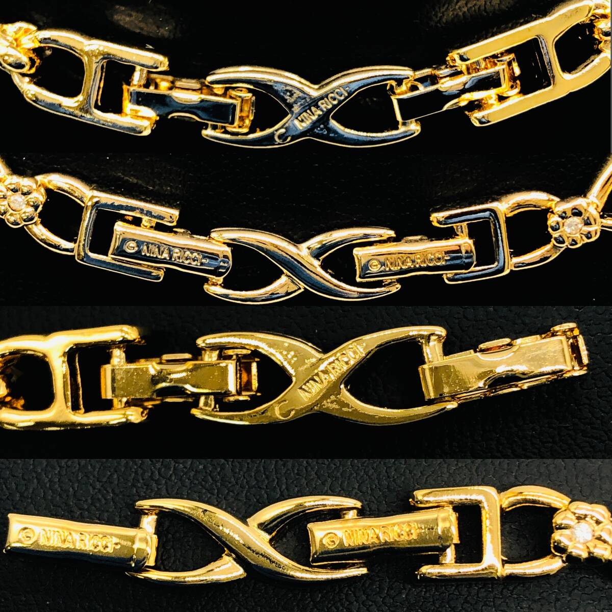 【美品】NINA RICCI ニナリッチ ネックレス ゴールドカラー ラインストーン ハート レディース アクセサリー / ot-0430-sw