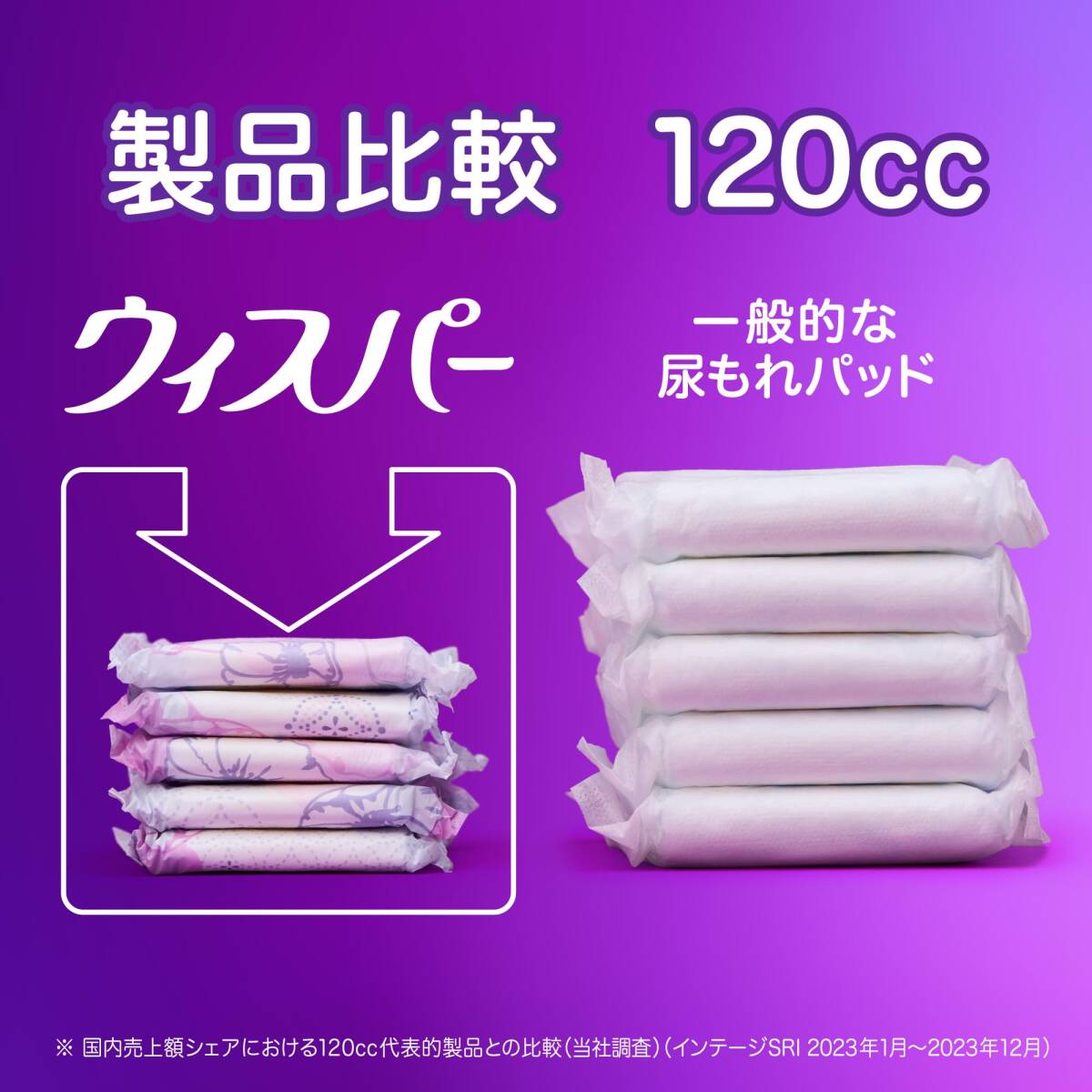 ウィスパ－　うすさら安心　安心の中量用　80ｃｃ　42枚 容量42マイＰ＆Ｇ 生理用品_画像5